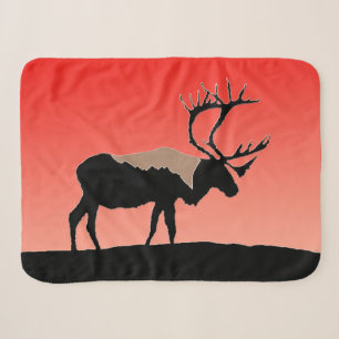 Caribou at Sunset  - Original Wildlife Art Sherpa Blanket