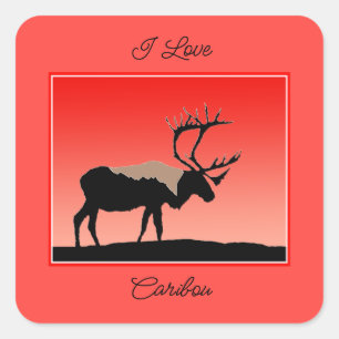 Caribou at Sunset - Original Wildlife Art Square Sticker