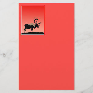 Caribou at Sunset  - Original Wildlife Art Stationery