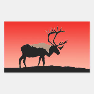Caribou at Sunset  - Original Wildlife Art Sticker