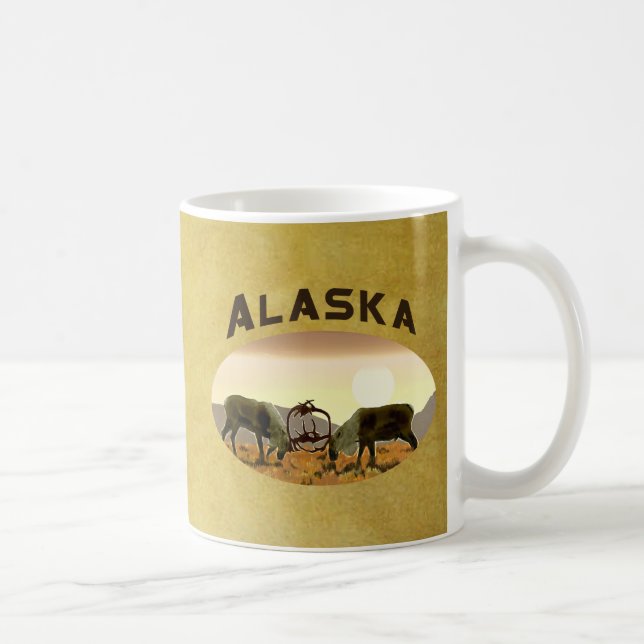 Caribou Duel - Alaska Coffee Mug (Right)