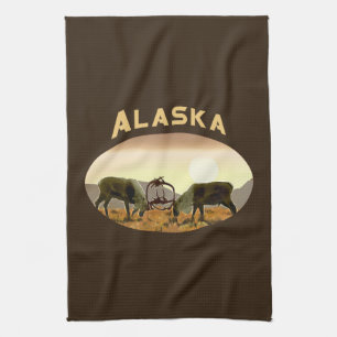 Caribou Duel - Alaska Kitchen Towel