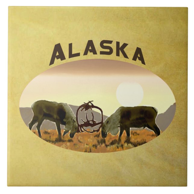 Caribou Duel - Alaska Tile (Front)