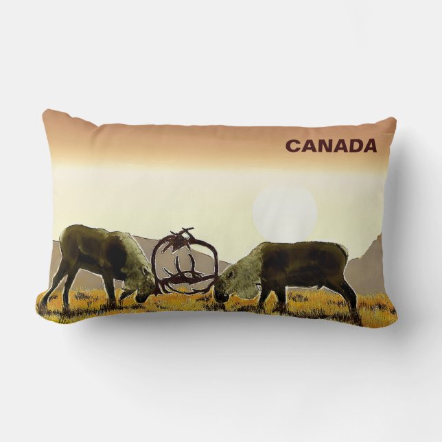 Caribou Duel - Canada Lumbar Pillow (Front)