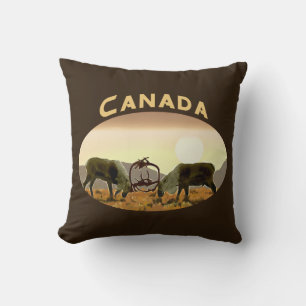 Caribou Duel - Canada Throw Pillow