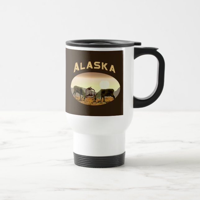 Caribou Duel - Canada Travel Mug (Right)