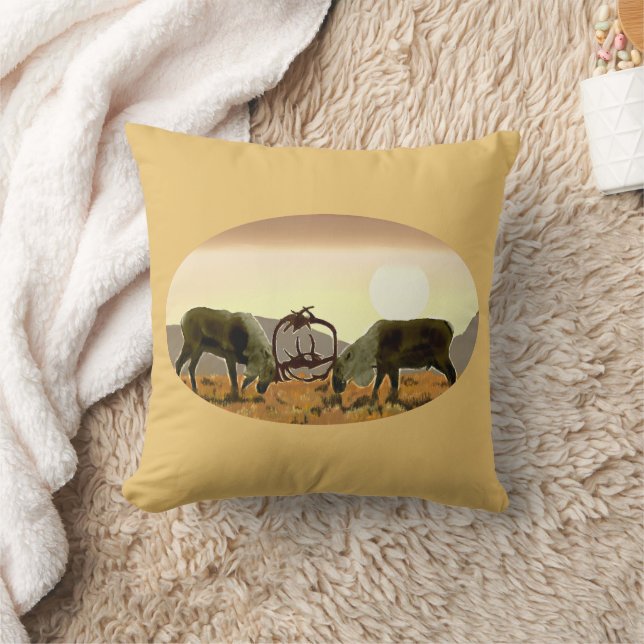 Caribou Duel Throw Pillow (Blanket)