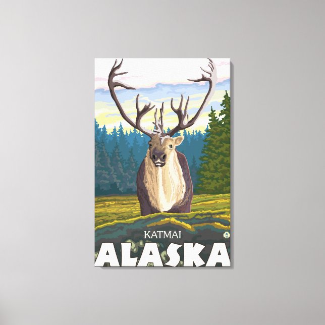 Caribou in the Wild - Katmai, Alaska Canvas Print (Front)