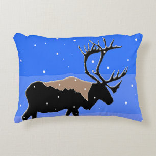 Caribou in Winter  - Original Wildlife Art Accent Pillow