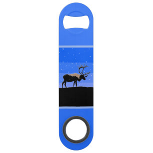 Caribou in Winter - Original Wildlife Art Bar Key