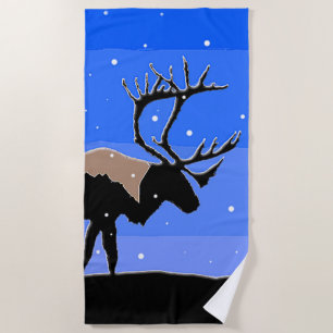 Caribou in Winter  - Original Wildlife Art Beach Towel