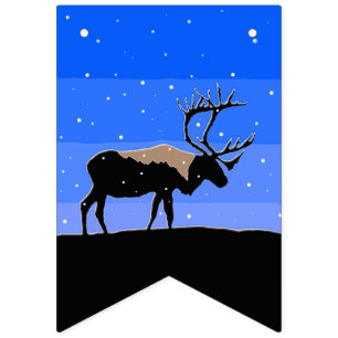 Caribou in Winter  - Original Wildlife Art Bunting Flags