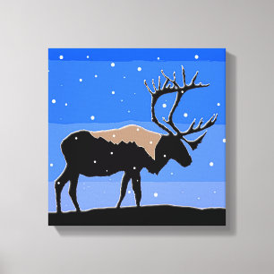 Caribou in Winter  - Original Wildlife Art Canvas Print