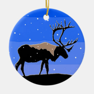 Caribou in Winter  - Original Wildlife Art Ceramic Ornament