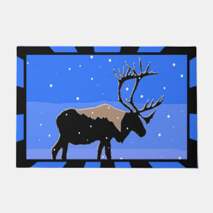 Caribou in Winter  - Original Wildlife Art Doormat