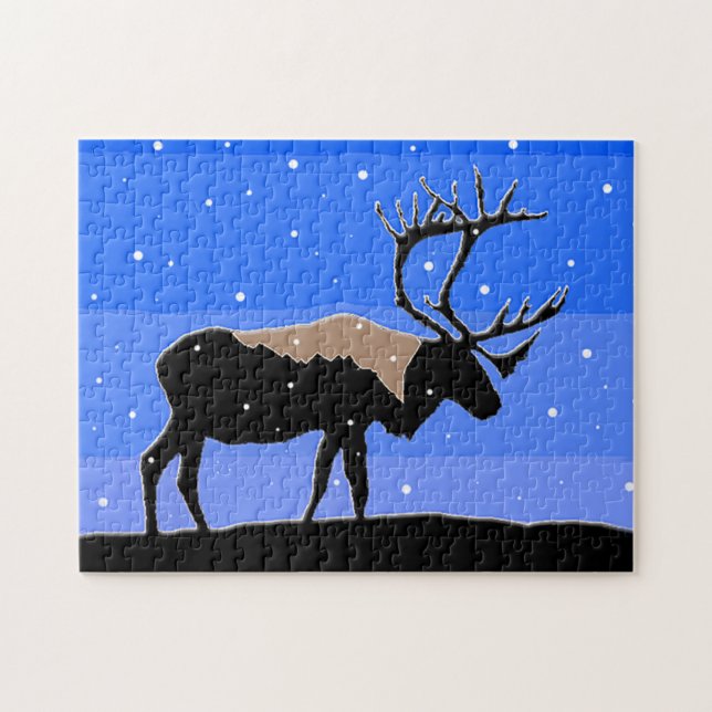 Caribou in Winter  - Original Wildlife Art Jigsaw Puzzle (Horizontal)