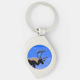 Caribou in Winter - Original Wildlife Art Keychain