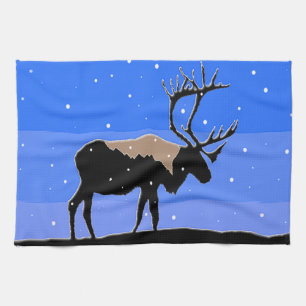 Caribou in Winter - Original Wildlife Art Kitchen Towel