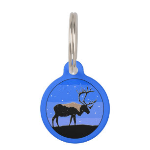 Caribou in Winter  - Original Wildlife Art Pet Tag