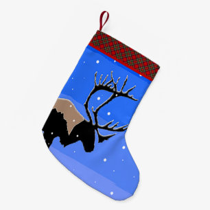 Caribou in Winter  - Original Wildlife Art Small Christmas Stocking