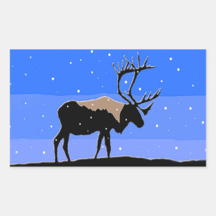 Caribou in Winter  - Original Wildlife Art Sticker