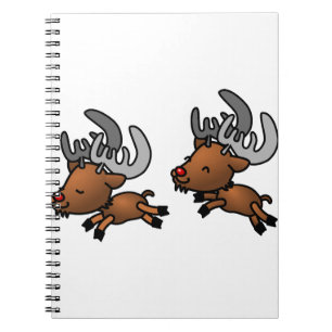 Caribou Reindeer Deer Animals Wild Happy Jumping Notebook