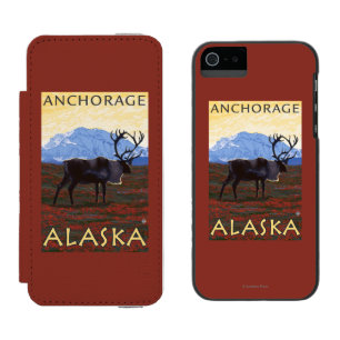 Caribou Scene - Anchorage, Alaska Incipio Watson™ iPhone 5 Wallet Case