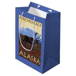 Caribou Scene - Anchorage, Alaska Medium Gift Bag