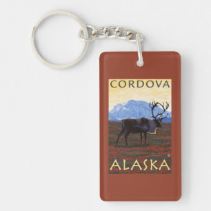 Caribou Scene - Cordova, Alaska Keychain