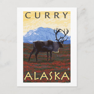 Caribou Scene - Curry, Alaska Postcard