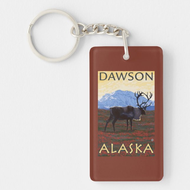 Caribou Scene - Dawson, Alaska Keychain (Front)
