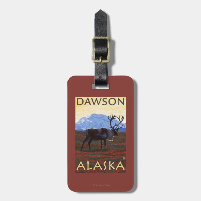 Caribou Scene - Dawson, Alaska Luggage Tag (Front Vertical)