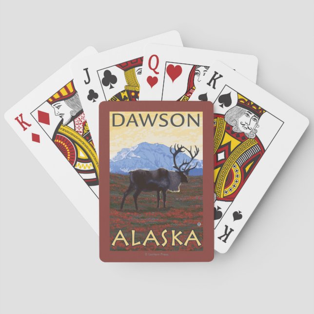 Caribou Scene - Dawson, Alaska Playing Cards (Back)