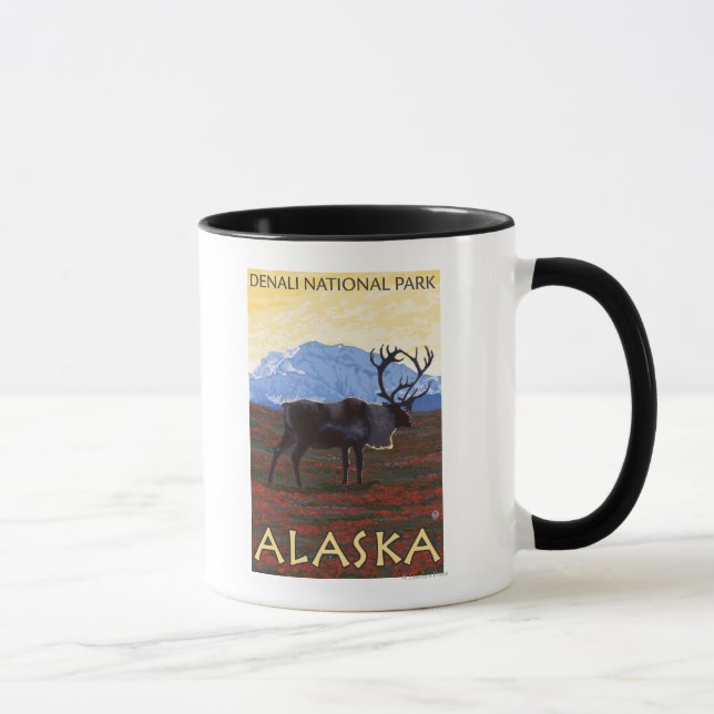 Caribou Scene - Denali National Park, Alaska Mug (Right)