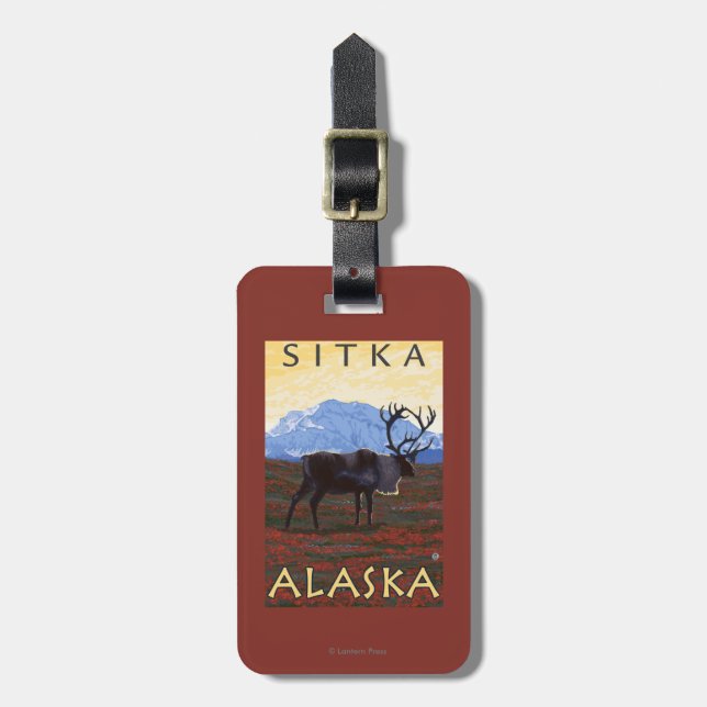 Caribou Scene - Sitka, Alaska Luggage Tag (Front Vertical)