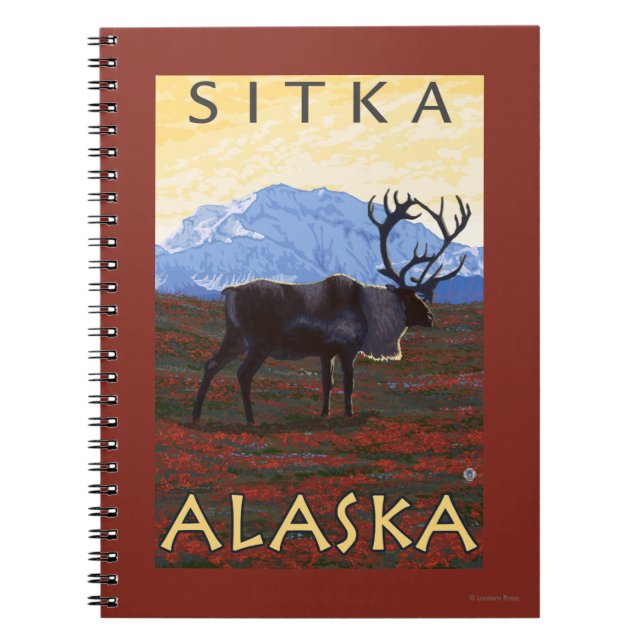 Caribou Scene - Sitka, Alaska Notebook (Front)
