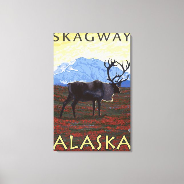 Caribou Scene - Skagway, Alaska Canvas Print (Front)