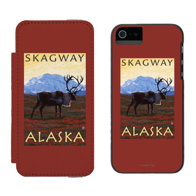 Caribou Scene - Skagway, Alaska Incipio iPhone Wallet Case (Side by Side)