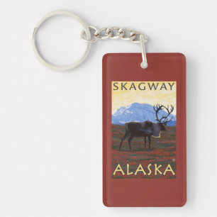 Caribou Scene - Skagway, Alaska Keychain