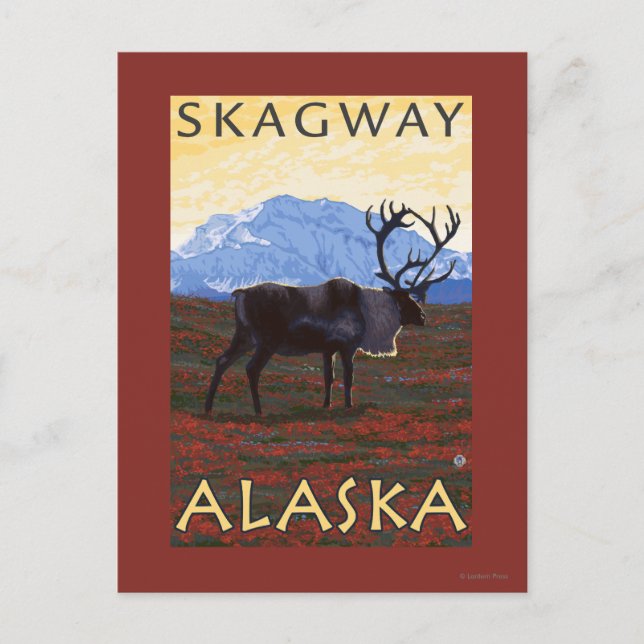 Caribou Scene - Skagway, Alaska Postcard (Front)