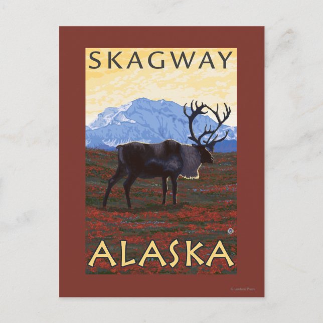 Caribou Scene - Skagway, Alaska Postcard (Front)