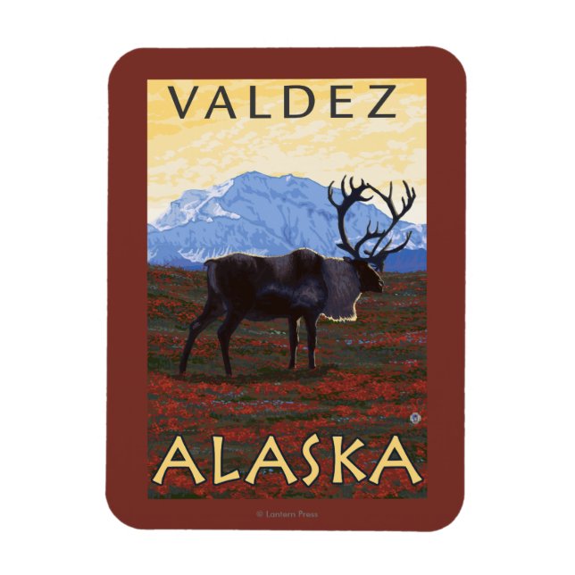 Caribou Scene - Valdez, Alaska Magnet (Vertical)