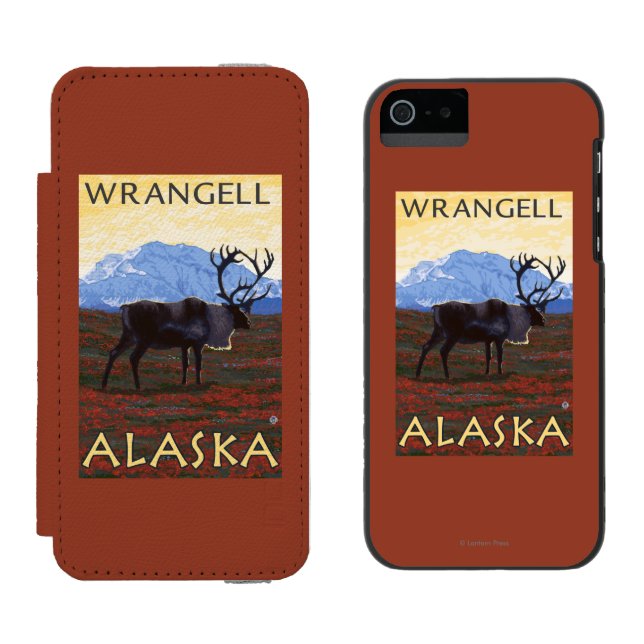 Caribou Scene - Wrangell, Alaska Incipio iPhone Wallet Case (Side by Side)