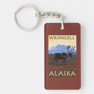 Caribou Scene - Wrangell, Alaska Keychain