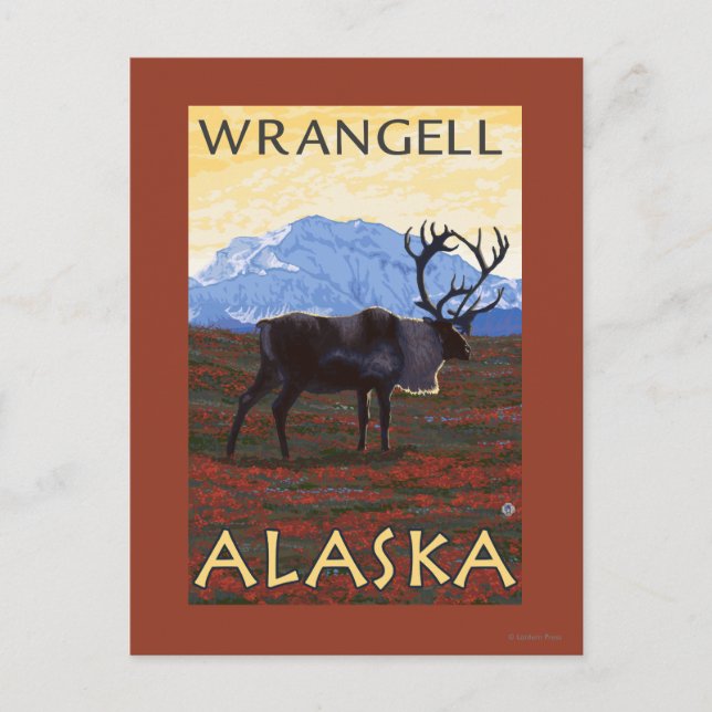 Caribou Scene - Wrangell, Alaska Postcard (Front)