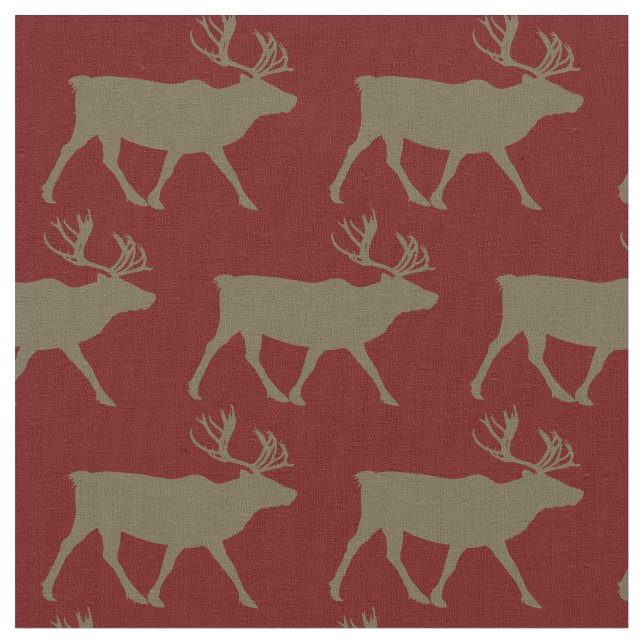 Caribou Silhouettes Red Fabric (Close Up)