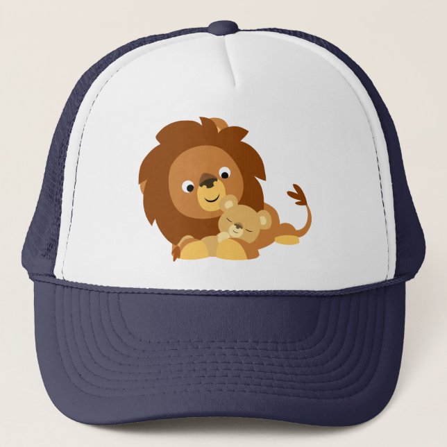 Caricature adorable Lion Papa et Casquette d'enfan (Devant)