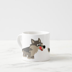Caricature adorable Wolf Espresso Mug