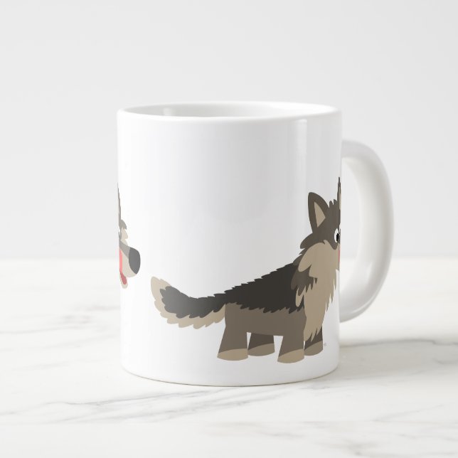 Caricature adorable Wolf Jumbo Mug (Devant droit)