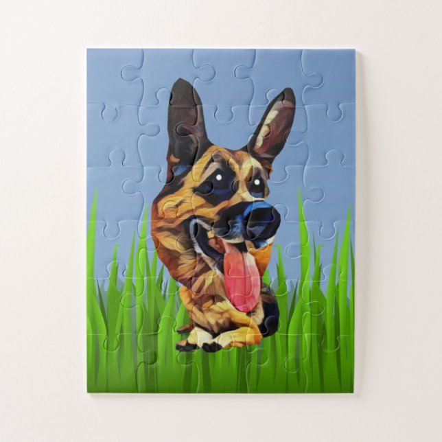 Caricature allemand berger enfants Puzzle (Vertical)